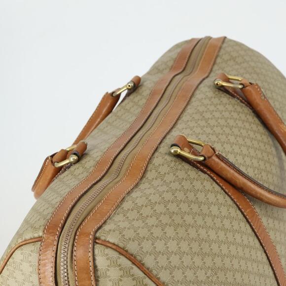 CELINE Macadam Canvas Boston Bag PVC Beige Gold Auth ki6249